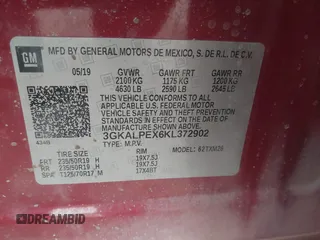 2019 GMC Terrain SLT with VIN 3GKALPEX6KL372902, listed as a IAAI auction lot 41277125 with 36,614 mi miles. Bid and sale history available at carsss.com. Image 9.