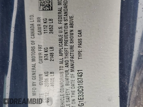 2012 Chevrolet Camaro 2LT z VIN 2G1FG1E33C9187431, wystawiony jako Copart lot #50382355 z przebiegiem 143 012 mil mil oraz Szkoda całkowita • Salvage title. Historia ofert i sprzedaży dostępna na DreamBid. Obrazek 12.