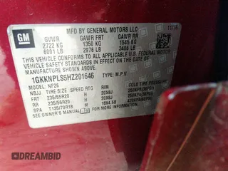 2017 GMC Acadia Denali with VIN 1GKKNPLS5HZ201646, listed as a IAAI auction lot 40948789 with 110,771 mi miles. Bid and sale history available at carsss.com. Image 9.