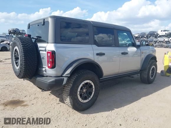 2023 Ford Bronco with VIN 1FMEE5DP1PLB89368, listed as a IAAI auction lot 41957069 with 14,387 mi miles. Bid and sale history available at carsss.com. Image 4.