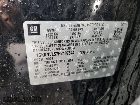 2017 GMC Acadia SLT with VIN 1GKKNVLS7HZ187544, listed as a Copart auction lot 46159265 with 103,835 mi miles and Salvage Title. Bid and sale history available at carsss.com. Image 14.
