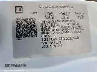 2021 Chevrolet Corvette 2LT with VIN 1G1YB2D45M5111568, listed as a Copart auction lot 76882884 with 10,362 mi miles and Salvage Title. Bid and sale history available at carsss.com. Image 13.