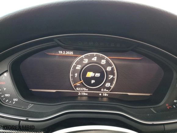 2018 Audi S5 Sportback Prestige with VIN WAUC4CF53JA063897, listed as a Copart auction lot 44948495 with 92370 miles and Clean Title. Bid and sale history available at carsss.com. Image 9.