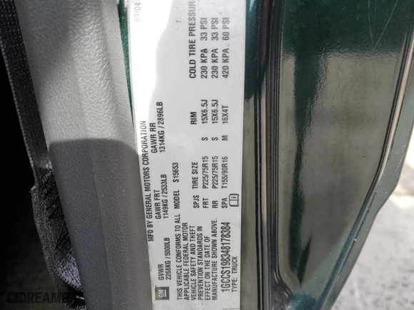 2004 Chevrolet Colorado LS Z85 with VIN 1GCCS198348178384, listed as a Copart auction lot 50235235 with 112,115 mi miles and Clean Title. Bid and sale history available at carsss.com. Image 12.