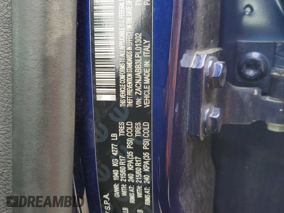 2020 Jeep Renegade Latitude with VIN ZACNJABB3LPL01302, listed as a Copart auction lot 57945085 with 101,515 mi miles and Salvage title. Bid and sale history available at DreamBid. Image 13.