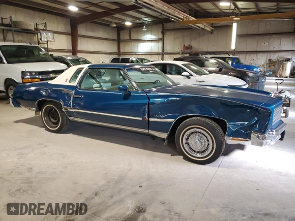 1976 Chevrolet Monte Carlo with VIN 1H57V6D483055, listed as a Copart auction lot 55043985 with 18,625 mi miles and Salvage title. Bid and sale history available at DreamBid. Image 4.