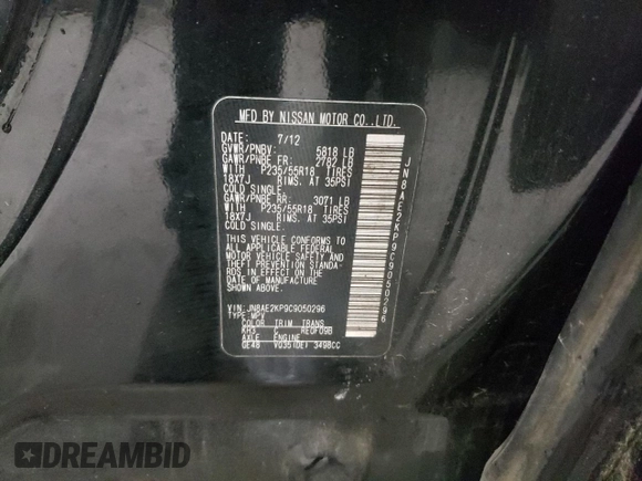 2012 Nissan Quest LE z VIN JN8AE2KP9C9050296, wystawiony jako Copart lot #52780705 z przebiegiem 160 944 mil mil oraz Szkoda całkowita • Salvage title. Historia ofert i sprzedaży dostępna na DreamBid. Obrazek 15.