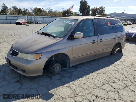 2003 Honda Odyssey EX-L z VIN 5FNRL18043B154662, wystawiony jako Copart lot #52896015 z przebiegiem 216 099 mil mil oraz Szkoda całkowita • Salvage title. Historia ofert i sprzedaży dostępna na DreamBid. Obrazek 1.