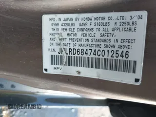 2004 Honda CR-V LX with VIN JHLRD68474C012546, listed as a IAAI auction lot 41288069 with 212,872 mi miles and . Bid and sale history available at DreamBid. Image 9.