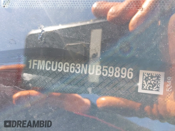 2022 Ford Escape SE с VIN 1FMCU9G63NUB59896, выставлен на аукционе IAAI как лот 41965157 с пробегом 15 902 миль миль и . История ставок и продаж доступна на DreamBid. Изображение 9.