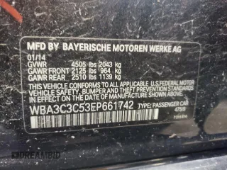 2014 BMW 3 Series 320i xDrive with VIN WBA3C3C53EP661742, listed as a Copart auction lot 62230775 with Not provided miles and Clean title. Bid and sale history available at DreamBid. Image 12.