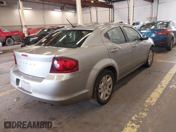 2014 Dodge Avenger SE with VIN 1C3CDZAB4EN161536, listed as a IAAI auction lot 41604009 with 107,957 mi miles. Bid and sale history available at carsss.com. Image 4.