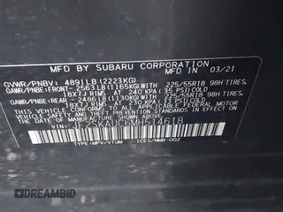 2021 Subaru Forester Limited z VIN JF2SKAUC6MH514618, wystawiony jako IAAI lot #42323505 z przebiegiem 41 285 mil mil oraz . Historia ofert i sprzedaży dostępna na DreamBid. Obrazek 9.