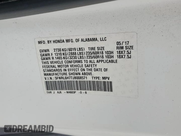 2018 Honda Odyssey EX-L with VIN 5FNRL6H77JB008571, listed as a Copart auction lot 46948585 with 88,699 mi miles and Salvage Title. Bid and sale history available at carsss.com. Image 16.