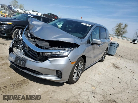 2023 Honda Odyssey Touring with VIN 5FNRL6H8XPB043493, listed as a Copart auction lot 53166015 with 34,615 mi miles and Salvage Title. Bid and sale history available at DreamBid. Image 1.