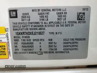 2014 GMC Acadia Denali with VIN 1GKKRTKDXEJ210627, listed as a Copart auction lot 54792235 with 210,608 mi miles and Clean Title. Bid and sale history available at carsss.com. Image 13.
