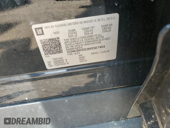 2021 Chevrolet Blazer RS with VIN 3GNKBKRS3MS507404, listed as a Copart auction lot 60249645 with 85,869 mi miles and Salvage title. Bid and sale history available at DreamBid. Image 13.