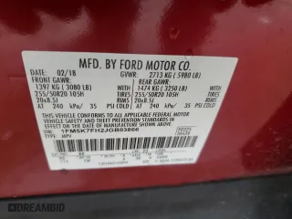 2018 Ford Explorer Limited with VIN 1FM5K7FH2JGB03866, listed as a Copart auction lot 86318694 with 133,616 mi miles and Salvage Title. Bid and sale history available at carsss.com. Image 15.