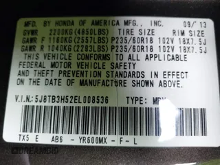 2014 Acura RDX Tech Pkg with VIN 5J8TB3H52EL008536, listed as a IAAI auction lot 41622588 with 126,909 mi miles. Bid and sale history available at carsss.com. Image 9.