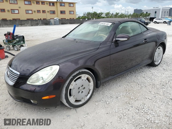 2002 Lexus SC 430 with VIN JTHFN48Y720002987, listed as a Copart auction lot 55450785 with 91,164 mi miles and Salvage title. Bid and sale history available at DreamBid. Image 1.