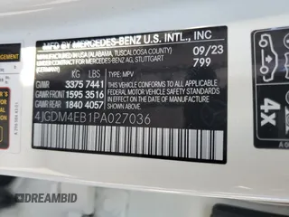 2023 Mercedes-Benz EQS 580 z VIN 4JGDM4EB1PA027036, wystawiony jako Copart lot #43397845 z przebiegiem 12 370 mil mil oraz Szkoda całkowita • Salvage title. Historia ofert i sprzedaży dostępna na DreamBid. Obrazek 15.