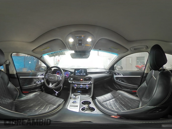 2021 Genesis G70 2.0T with VIN KMTG44LAXMU070314, listed as a Copart auction lot 88990385 with 52,517 mi miles and Salvage title. Bid and sale history available at DreamBid. Image 14.