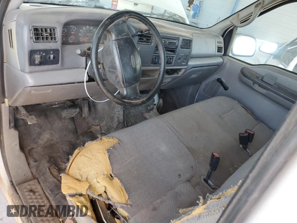 2001 Ford F-250 with VIN 3FTNX21L21MA60236, listed as a Copart auction lot 74987434 with 147,175 mi miles and Salvage title. Bid and sale history available at DreamBid. Image 8.