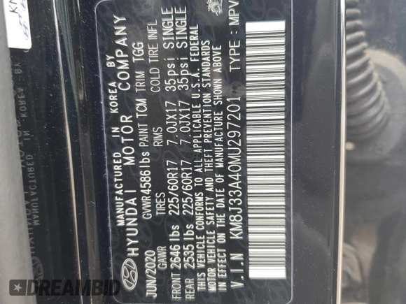 2021 Hyundai Tucson Value with VIN KM8J33A40MU297201, listed as a Copart auction lot 50716205 with 35,771 mi miles and Salvage Title. Bid and sale history available at DreamBid. Image 14.