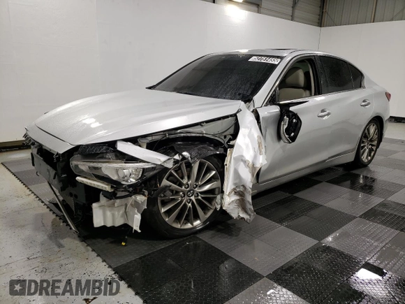 2018 Infiniti Q50 2.0t LUXE with VIN JN1CV7AP3JM240319, listed as a Copart auction lot 52751455 with 74,837 mi miles and Clean Title. Bid and sale history available at carsss.com. Image 1.