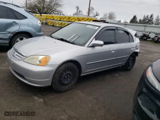 2001 Honda Civic EX with VIN JHMES26701S006255, listed as a Copart auction lot 45476905 with 208470 miles and Salvage Title. Bid and sale history available at carsss.com. Image 1.