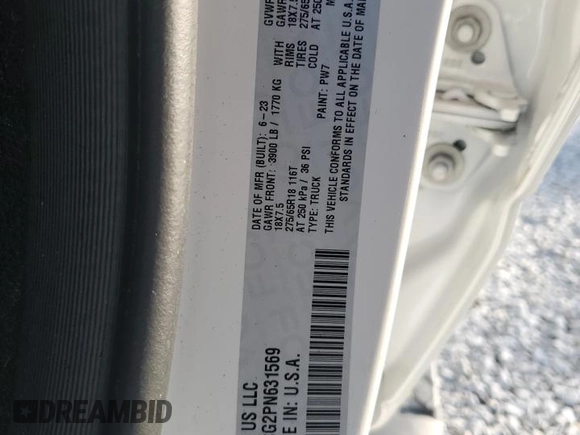 2023 Ram 1500 Tradesman with VIN 1C6RRFCG2PN631569, listed as a Copart auction lot 81765424 with 23,811 mi miles and Salvage title. Bid and sale history available at DreamBid. Image 13.