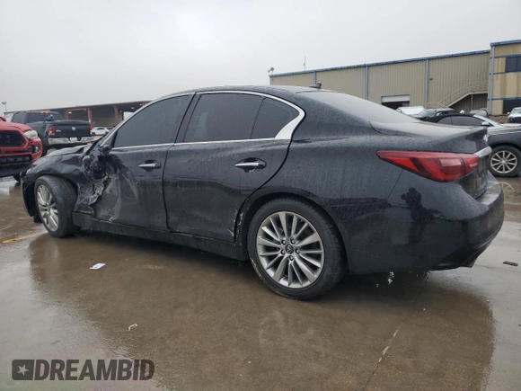 2021 Infiniti Q50 Luxe with VIN JN1EV7BP5MM706988, listed as a Copart auction lot 43010855 with 80,701 mi miles and Salvage title. Bid and sale history available at DreamBid. Image 2.