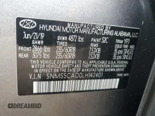 2020 Hyundai Santa Fe Limited with VIN 5NMS5CAD0LH142401, listed as a Copart auction lot 51275715 with 57,208 mi miles and Salvage Title. Bid and sale history available at carsss.com. Image 14.