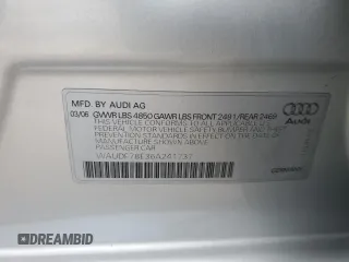 2006 Audi A4 2.0T z VIN WAUDF78E36A241737, wystawiony jako Copart lot #58998955 z przebiegiem 108 056 mil mil oraz Szkoda całkowita • Salvage title. Historia ofert i sprzedaży dostępna na DreamBid. Obrazek 12.