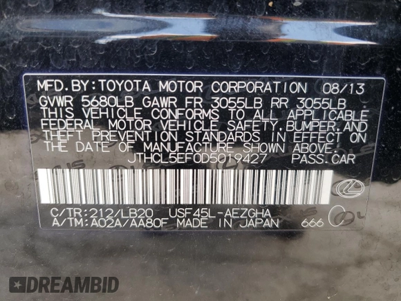 2013 Lexus LS 460 z VIN JTHCL5EF0D5019427, wystawiony jako Copart lot #56021135 z przebiegiem 95 609 mil mil oraz Szkoda całkowita • Salvage title. Historia ofert i sprzedaży dostępna na DreamBid. Obrazek 13.