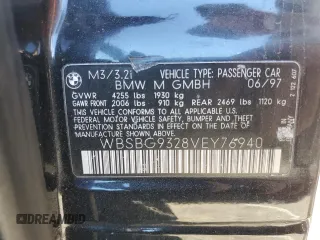 1997 BMW 3 Series M3 with VIN WBSBG9328VEY76940, listed as a Copart auction lot 42187045 with Not Provided miles and Salvage Title. Bid and sale history available at carsss.com. Image 12.
