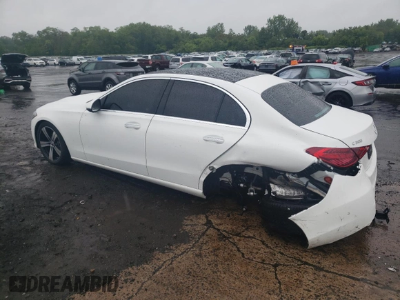 2025 Mercedes-Benz C 300 with VIN W1KAF4HB4SR240981, listed as a Copart auction lot 57949665 with 1,179 mi miles and Salvage title. Bid and sale history available at DreamBid. Image 2.
