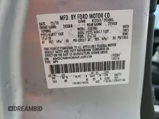 2010 Mercury Mariner Premier with VIN 4M2CN8HG9AKJ25139, listed as a Copart auction lot 46983424 with 196,403 mi miles and Salvage Title. Bid and sale history available at carsss.com. Image 13.