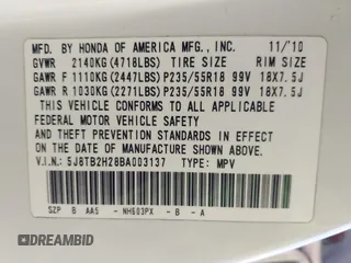 2011 Acura RDX with VIN 5J8TB2H28BA003137, listed as a IAAI auction lot 41424309 with 135,458 mi miles. Bid and sale history available at carsss.com. Image 9.