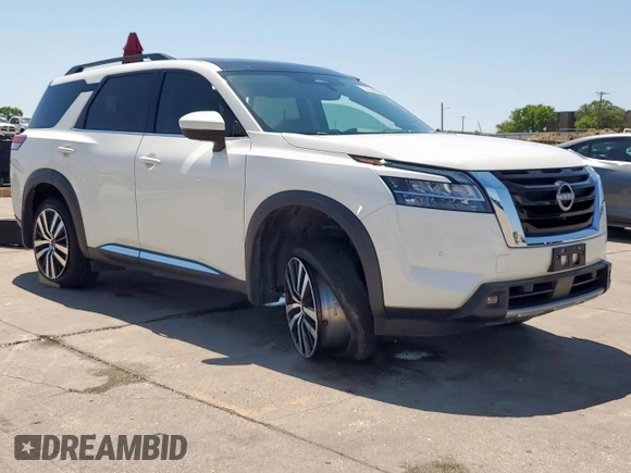 2023 Nissan Pathfinder Platinum with VIN 5N1DR3DK6PC219232, listed as a Copart auction lot 52294885 with 24,498 mi miles and Salvage title. Bid and sale history available at DreamBid. Image 4.