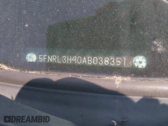2010 Honda Odyssey Touring с VIN 5FNRL3H90AB038351, выставлен на аукционе IAAI как лот 42036500 с пробегом 176 304 миль миль и . История ставок и продаж доступна на DreamBid. Изображение 9.