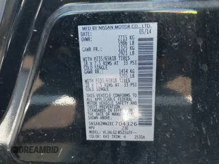 2014 Nissan Pathfinder SV with VIN 5N1AR2MN2EC704326, listed as a IAAI auction lot 42576283 with 168,074 mi miles and . Bid and sale history available at DreamBid. Image 9.