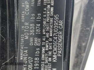 2007 Hyundai Accent GS with VIN KMHCM36C47U039595, listed as a Copart auction lot 43399775 with 107,882 mi miles and Salvage title. Bid and sale history available at DreamBid. Image 12.
