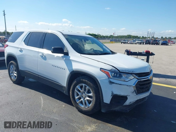 2021 Chevrolet Traverse LS with VIN 1GNERFKW0MJ240592, listed as a IAAI auction lot 42310680 with 59,986 mi miles and . Bid and sale history available at DreamBid. Image 1.