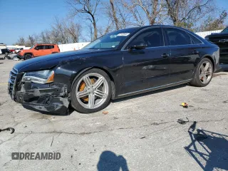 2013 Audi A8 3.0L with VIN WAUAGAFD0DN002546, listed as a Copart auction lot 81145504 with 107,079 mi miles and Salvage title. Bid and sale history available at DreamBid. Image 1.
