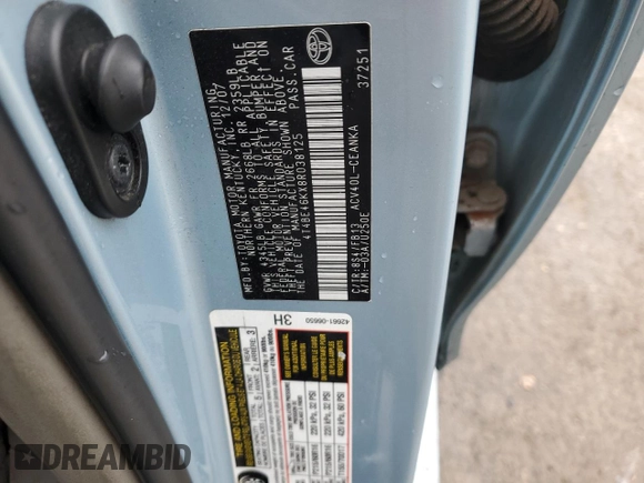 2008 Toyota Camry LE z VIN 4T4BE46KX8R038125, wystawiony jako Copart lot #56580565 z przebiegiem 203 677 mil mil oraz Szkoda całkowita • Salvage title. Historia ofert i sprzedaży dostępna na DreamBid. Obrazek 12.