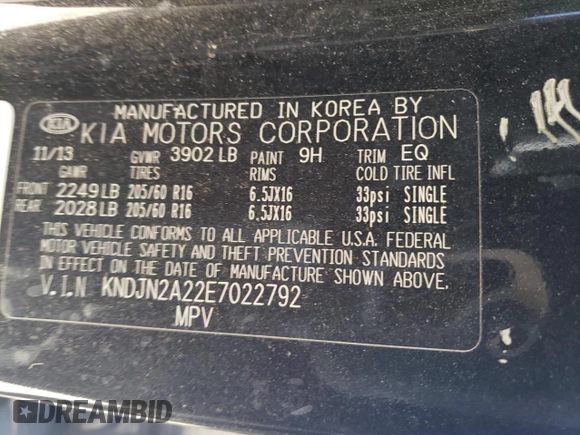 2014 Kia Soul with VIN KNDJN2A22E7022792, listed as a Copart auction lot 49512835 with 145,777 mi miles and Salvage Title. Bid and sale history available at carsss.com. Image 12.