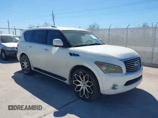 2011 Infiniti QX56 8-passenger with VIN JN8AZ2ND0B9700427, listed as a IAAI auction lot 41787918 with 163,798 mi miles. Bid and sale history available at carsss.com. Image 1.