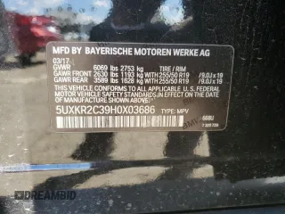 2017 BMW X5 sDrive35i with VIN 5UXKR2C39H0X03686, listed as a Copart auction lot 51159185 with 84,244 mi miles and Salvage Title. Bid and sale history available at carsss.com. Image 14.