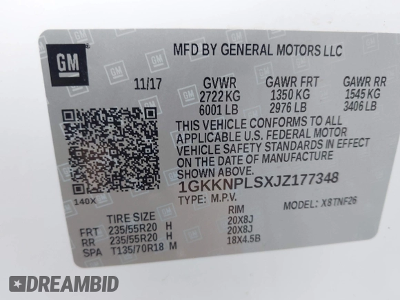 2018 GMC Acadia Denali z VIN 1GKKNPLSXJZ177348, wystawiony jako IAAI lot #42221558 z przebiegiem 115 281 mil mil oraz . Historia ofert i sprzedaży dostępna na DreamBid. Obrazek 9.